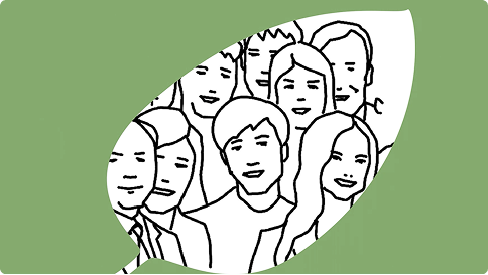 Screenshot of the video showing the faces of famous people